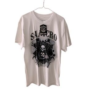 Sons of Anarchy SAMCRO Men’s White Graphic T Shirt Crew Neck Bikercore